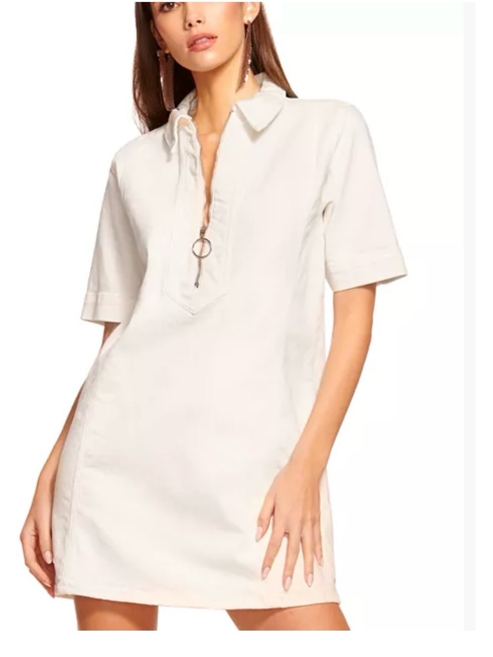 Ramy Brook Tunechi Cream White Denim Mini Dress Size 28 (6)